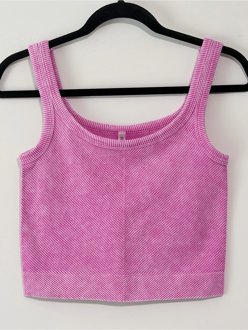Zenana Stone Washed Ribbed Scoop Neck Wide Strap Seamless Bra Tank Top